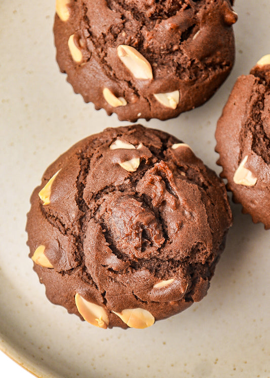 Dates & Peanut Butter Caramel Chocolate Muffins